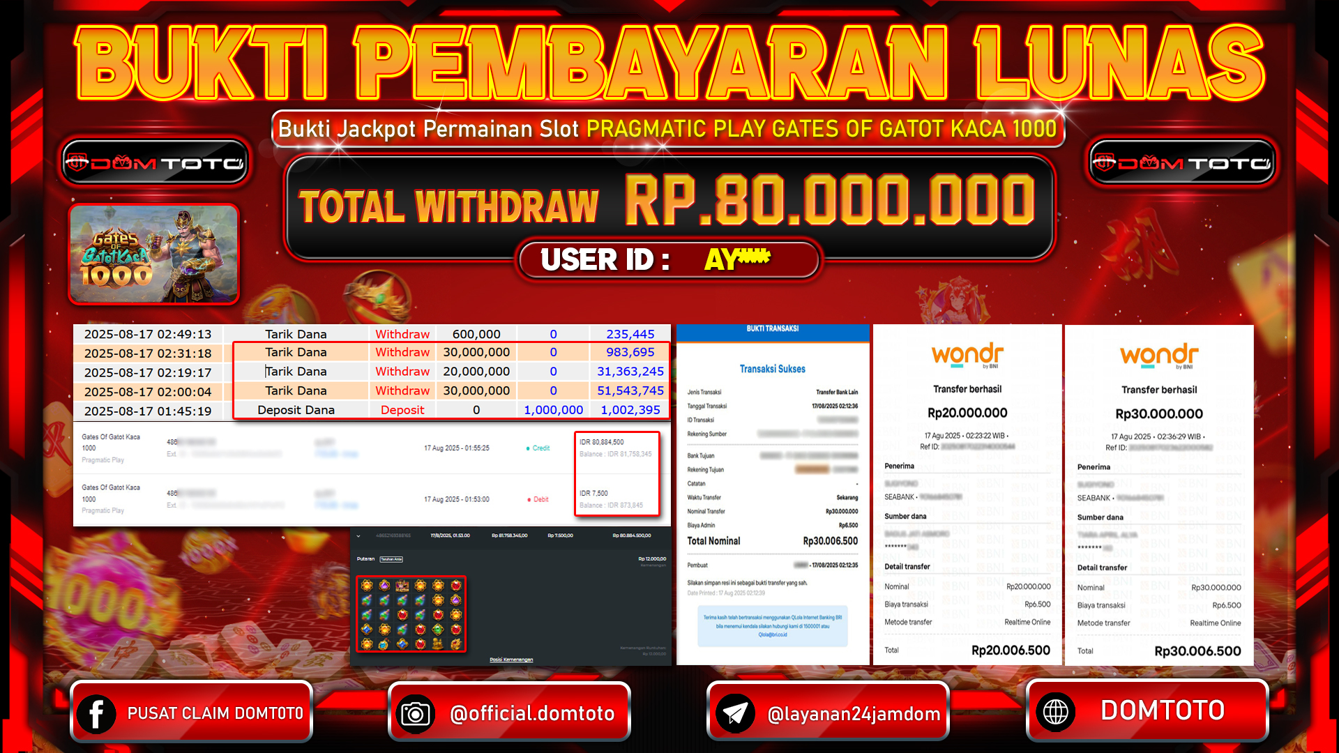 JACKPOT SLOT GATES OF GATOTKACA 1000 17 AGUSTUS  2025